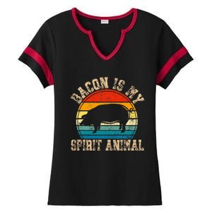 Bacon Is My Spirit Animal Retro BBQ Costume Pork Grill Ladies Halftime Notch Neck Tee