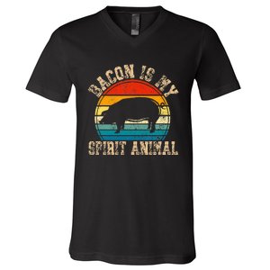 Bacon Is My Spirit Animal Retro BBQ Costume Pork Grill V-Neck T-Shirt