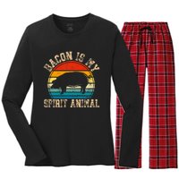 Bacon Is My Spirit Animal Retro BBQ Costume Pork Grill Women's Long Sleeve Flannel Pajama Set 