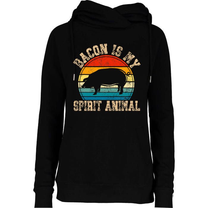 Bacon Is My Spirit Animal Retro BBQ Costume Pork Grill Womens Funnel Neck Pullover Hood