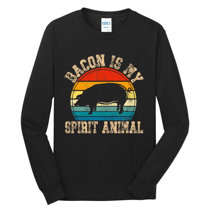 Bacon Is My Spirit Animal Retro BBQ Costume Pork Grill Tall Long Sleeve T-Shirt