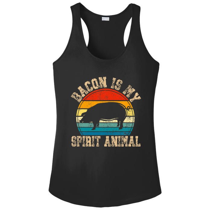 Bacon Is My Spirit Animal Retro BBQ Costume Pork Grill Ladies PosiCharge Competitor Racerback Tank