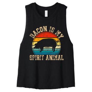 Bacon Is My Spirit Animal Retro BBQ Costume Pork Grill Women's Racerback Cropped Tank