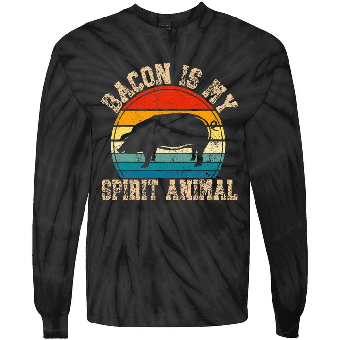 Bacon Is My Spirit Animal Retro BBQ Costume Pork Grill Tie-Dye Long Sleeve Shirt