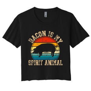 Bacon Is My Spirit Animal Retro BBQ Costume Pork Grill Women's Crop Top Tee