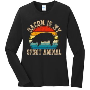 Bacon Is My Spirit Animal Retro BBQ Costume Pork Grill Ladies Long Sleeve Shirt