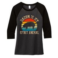 Bacon Is My Spirit Animal Retro BBQ Costume Pork Grill Women's Tri-Blend 3/4-Sleeve Raglan Shirt