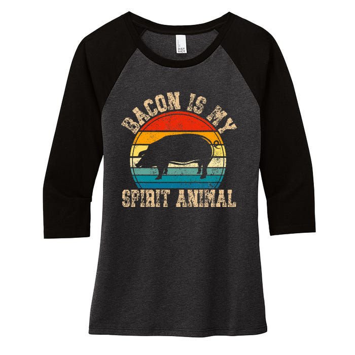 Bacon Is My Spirit Animal Retro BBQ Costume Pork Grill Women's Tri-Blend 3/4-Sleeve Raglan Shirt