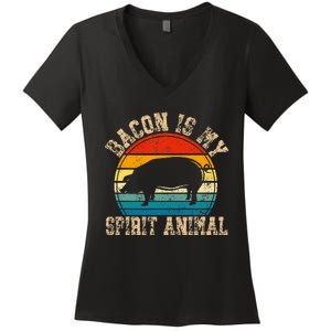 Bacon Is My Spirit Animal Retro BBQ Costume Pork Grill Women's V-Neck T-Shirt