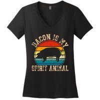 Bacon Is My Spirit Animal Retro BBQ Costume Pork Grill Women's V-Neck T-Shirt