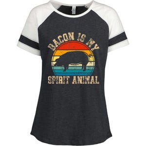 Bacon Is My Spirit Animal Retro BBQ Costume Pork Grill Enza Ladies Jersey Colorblock Tee