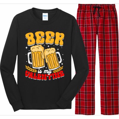 Beer Is My Valentine Beer Lover Single Funny Valentine's Day Gift Long Sleeve Pajama Set