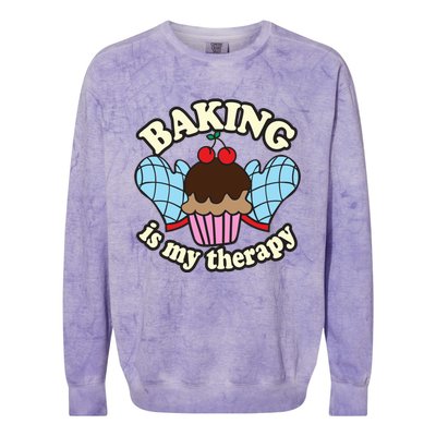 Baking Is My Therapy Muffin Cupcake Cake Confectioner Gift Colorblast Crewneck Sweatshirt