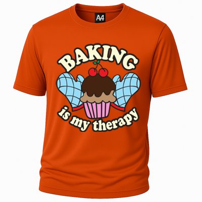 Baking Is My Therapy Muffin Cupcake Cake Confectioner Gift Cooling Performance Crew T-Shirt