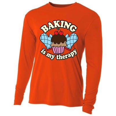 Baking Is My Therapy Muffin Cupcake Cake Confectioner Gift Cooling Performance Long Sleeve Crew