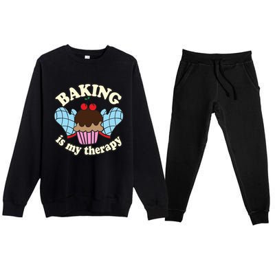 Baking Is My Therapy Muffin Cupcake Cake Confectioner Gift Premium Crewneck Sweatsuit Set