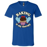 Baking Is My Therapy Muffin Cupcake Cake Confectioner Gift V-Neck T-Shirt