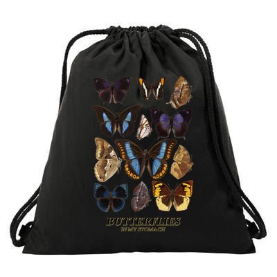 Butterflies In My Stomach Butterfly Retro Vintage Drawstring Bag