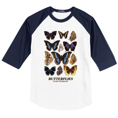 Butterflies In My Stomach Butterfly Retro Vintage Baseball Sleeve Shirt