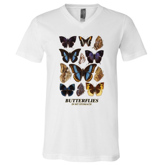 Butterflies In My Stomach Butterfly Retro Vintage V-Neck T-Shirt