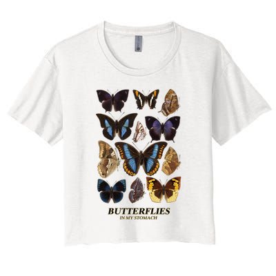 Butterflies In My Stomach Butterfly Retro Vintage Crop Top