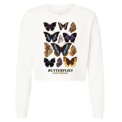 Butterflies In My Stomach Butterfly Retro Vintage Cropped Pullover Crew