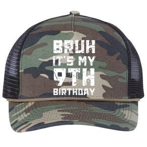 Bruh ItS My 9th Birthday Retro Rope Trucker Hat Cap