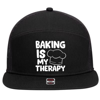 Baking Is My Therapy Cook Hat Funny Bakers Gift 7 Panel Mesh Trucker Snapback Hat