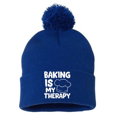 Baking Is My Therapy Cook Hat Funny Bakers Gift Pom Pom 12in Knit Beanie