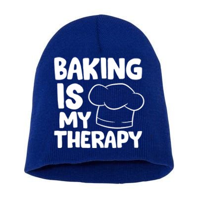 Baking Is My Therapy Cook Hat Funny Bakers Gift Short Acrylic Beanie