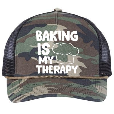 Baking Is My Therapy Cook Hat Funny Bakers Gift Retro Rope Trucker Hat Cap