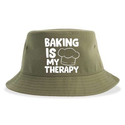 Baking Is My Therapy Cook Hat Funny Bakers Gift Sustainable Bucket Hat