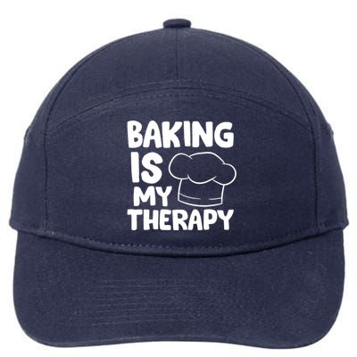 Baking Is My Therapy Cook Hat Funny Bakers Gift 7-Panel Snapback Hat