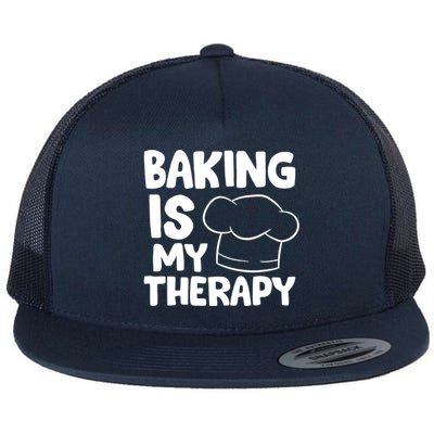 Baking Is My Therapy Cook Hat Funny Bakers Gift Flat Bill Trucker Hat