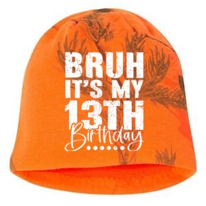 Bruh ItS My 13th Birthday 13 Year Old Birthday Kati - Camo Knit Beanie