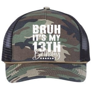 Bruh ItS My 13th Birthday 13 Year Old Birthday Retro Rope Trucker Hat Cap