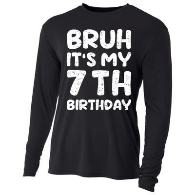 Bruh ItS My 7th Birthday 7 Year Old Birthday Cooling Performance Long Sleeve Crew