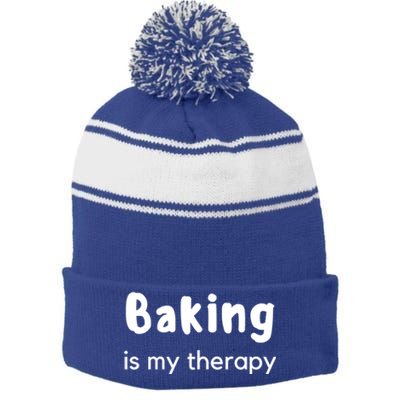 Baking Is My Therapy Cookie Desserts Cake Baking Gift Stripe Pom Pom Beanie