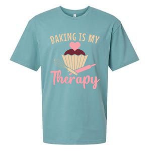 Baking Is My Therapy Pastry Chef Funny Gift Sueded Cloud Jersey T-Shirt