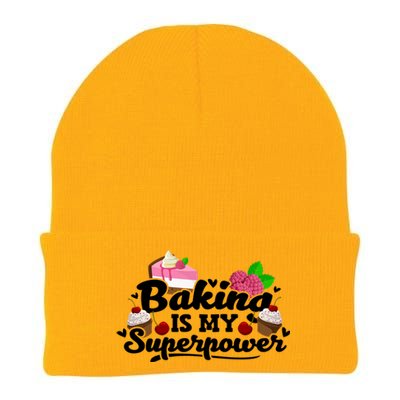 Baking Is My Superpower Cake Pastry Baker Baking Gift Knit Cap Winter Beanie