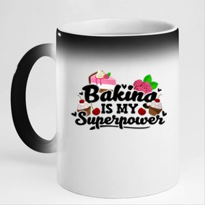 Baking Is My Superpower Cake Pastry Baker Baking Gift 11oz Black Color Changing Mug