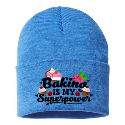 Baking Is My Superpower Cake Pastry Baker Baking Gift Sustainable Knit Beanie