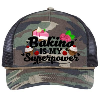 Baking Is My Superpower Cake Pastry Baker Baking Gift Retro Rope Trucker Hat Cap