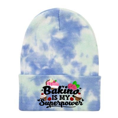 Baking Is My Superpower Cake Pastry Baker Baking Gift Tie Dye 12in Knit Beanie