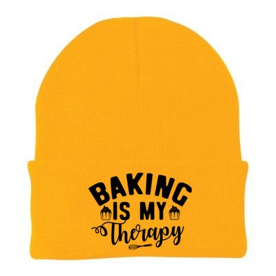 Baking Is My Therapy Pastry Cook Funny Baker Gift Knit Cap Winter Beanie