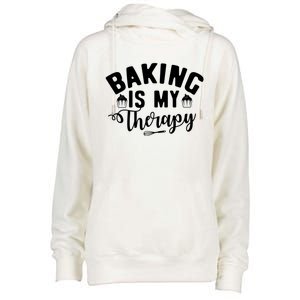 Baking Is My Therapy Pastry Cook Funny Baker Gift Womens Funnel Neck Pullover Hood