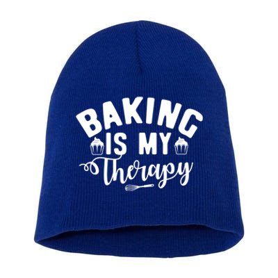 Baking Is My Therapy Pastry Cook Funny Baker Gift Short Acrylic Beanie