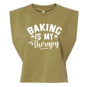 Baking Is My Therapy Pastry Cook Funny Baker Gift Garment-Dyed Women's Muscle Tee