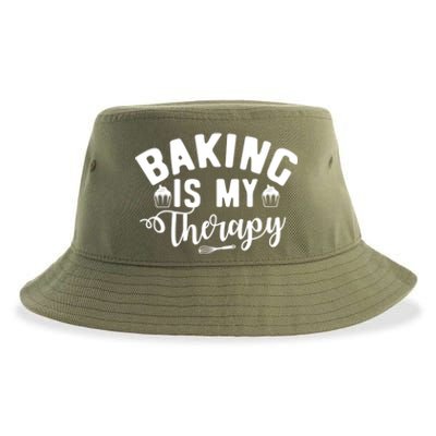 Baking Is My Therapy Pastry Cook Funny Baker Gift Sustainable Bucket Hat