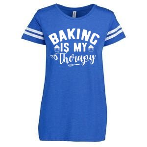 Baking Is My Therapy Pastry Cook Funny Baker Gift Enza Ladies Jersey Football T-Shirt